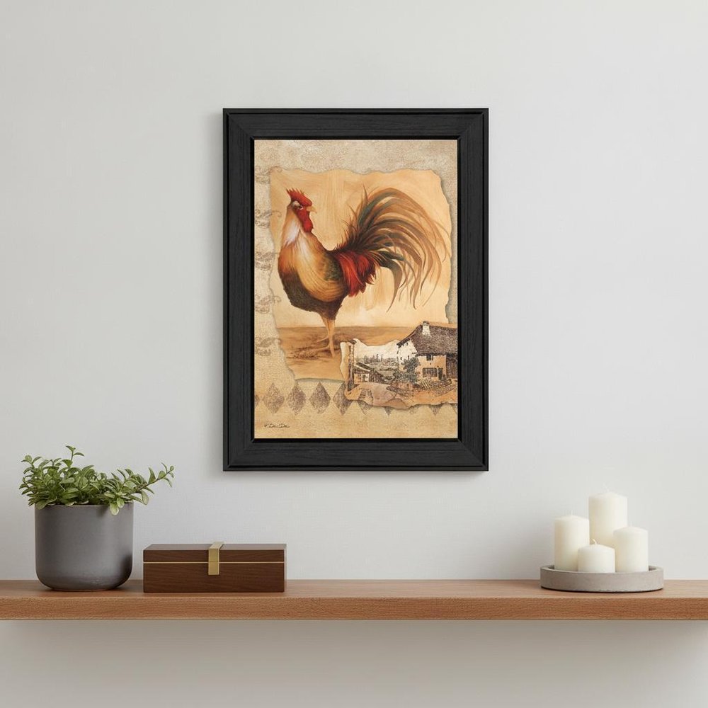 Rooster Montage II Black Framed Print Wall Art — view 4