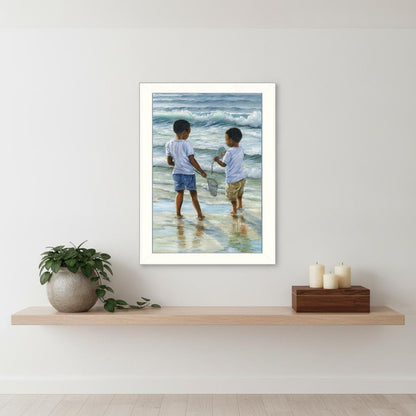 Ocean Discoveries White Framed Print Wall Art