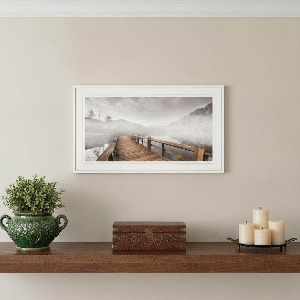 Lake Cherokee Dock I White Framed Print Wall Art — view 5