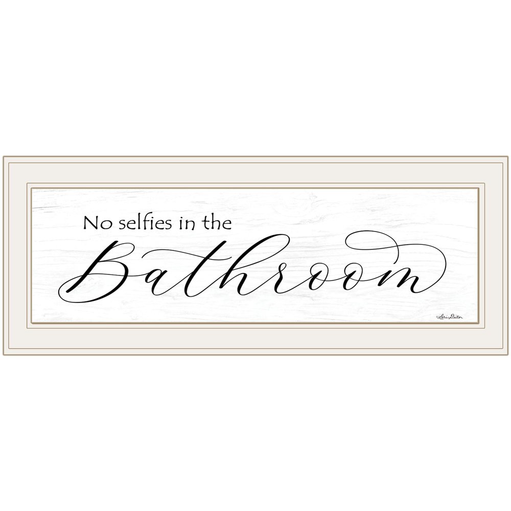 No Selfies in the Bathroom 1 White Framed Print Bathroom Wall Art — view 1