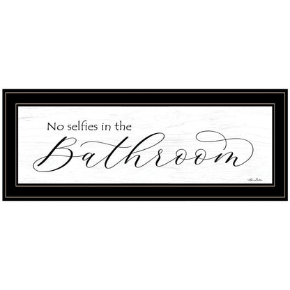 No Selfies in the Bathroom 3 Black Framed Print Bathroom Wall Art
