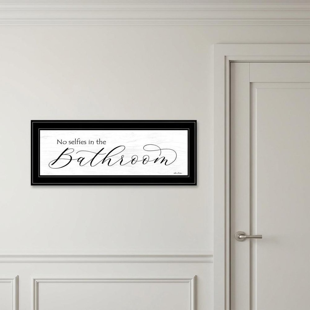 No Selfies in the Bathroom 3 Black Framed Print Bathroom Wall Art — view 4