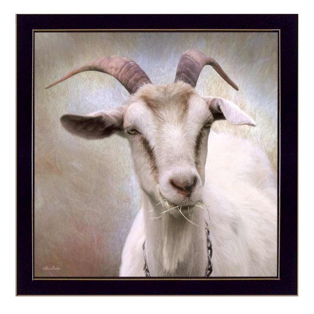 Up Close Goat Black Framed Print Wall Art — view 1