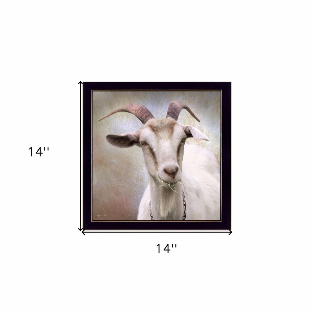 Up Close Goat Black Framed Print Wall Art — view 3