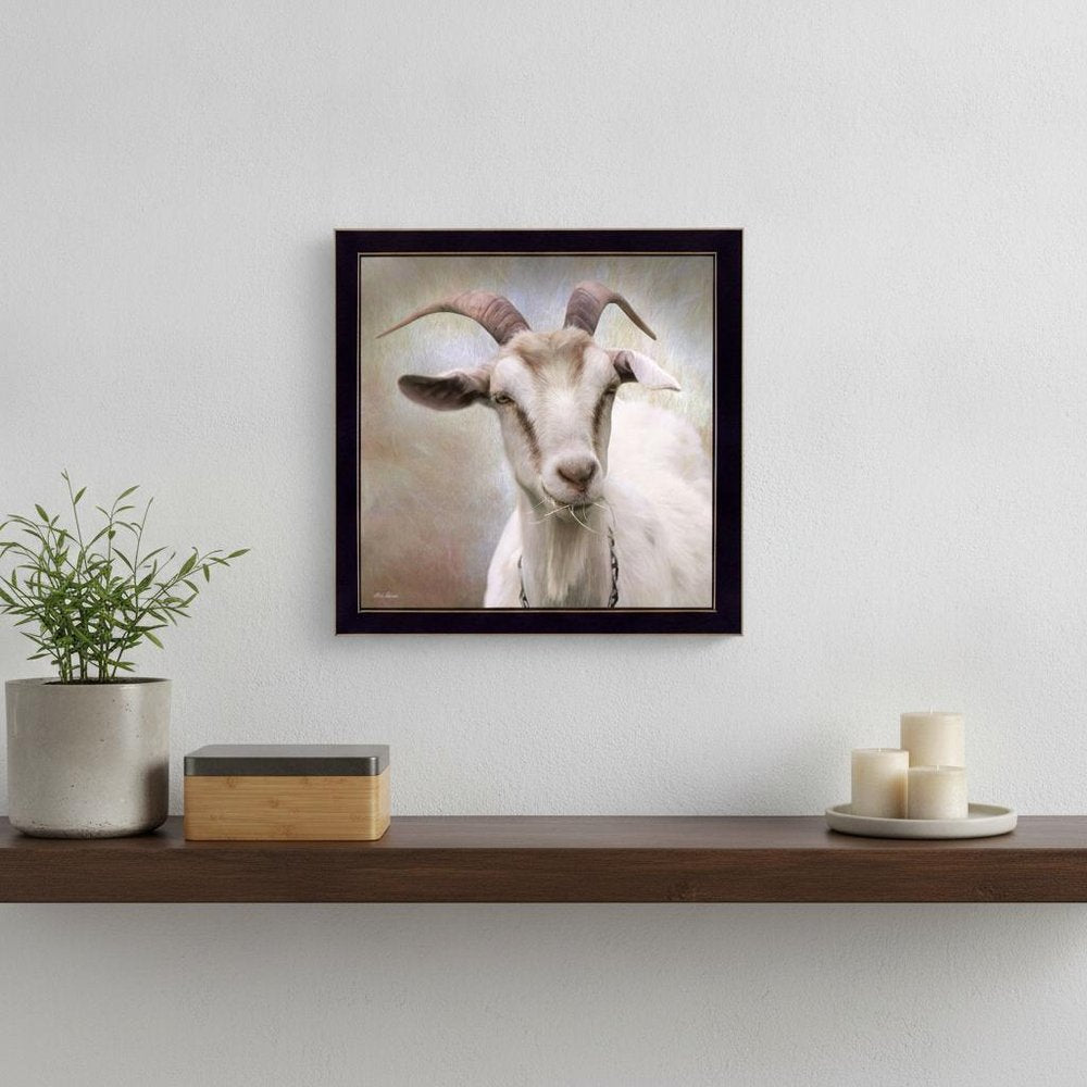Up Close Goat Black Framed Print Wall Art — view 4