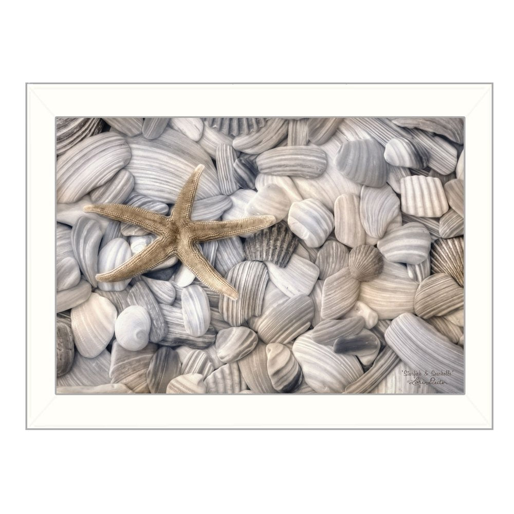 Starfish and Seashell 2 White Framed Print Wall Art — view 1
