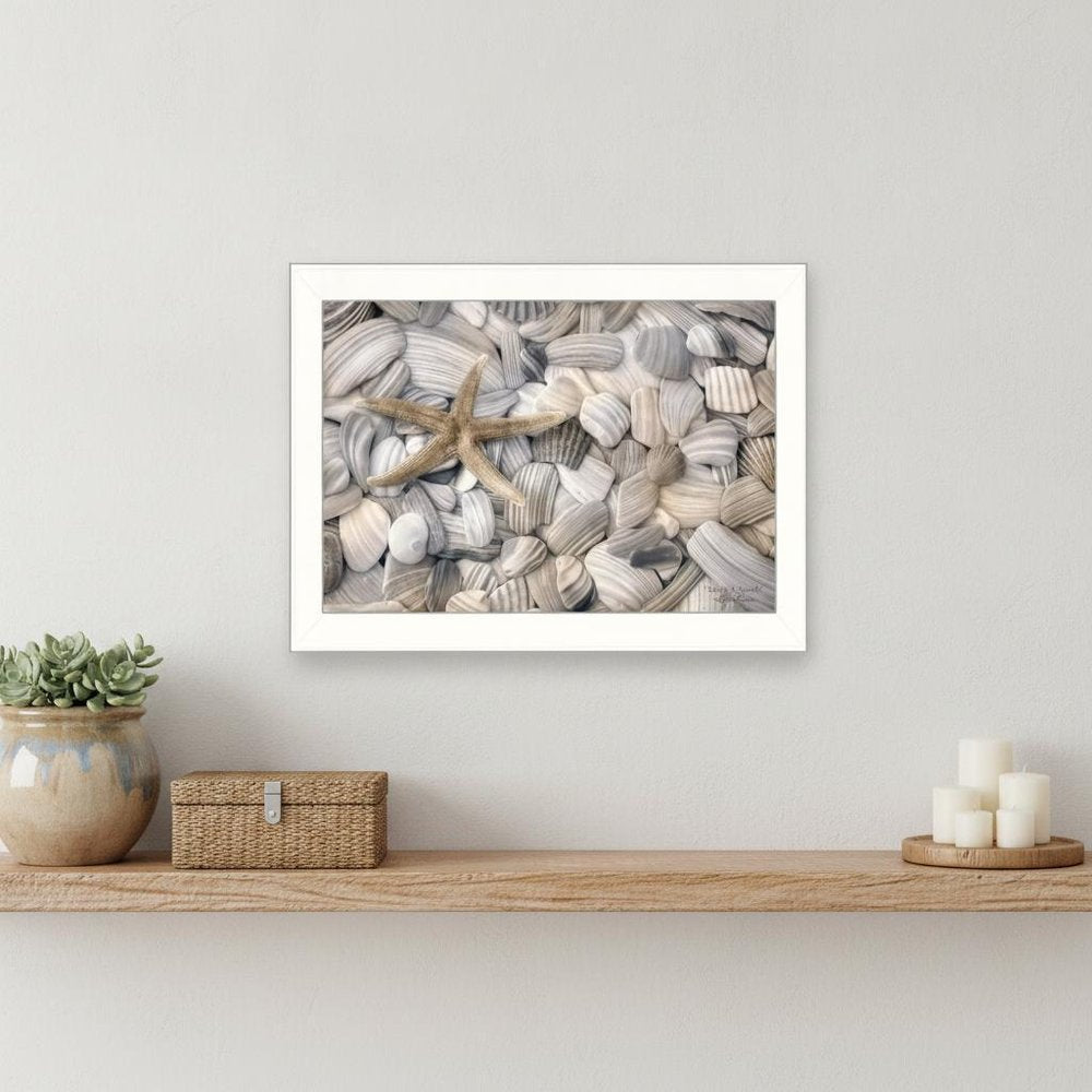 Starfish and Seashell 2 White Framed Print Wall Art — view 4
