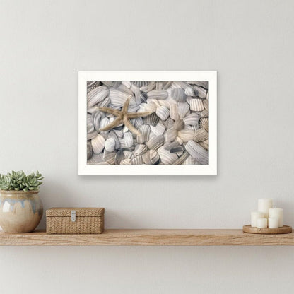 Starfish and Seashell 2 White Framed Print Wall Art
