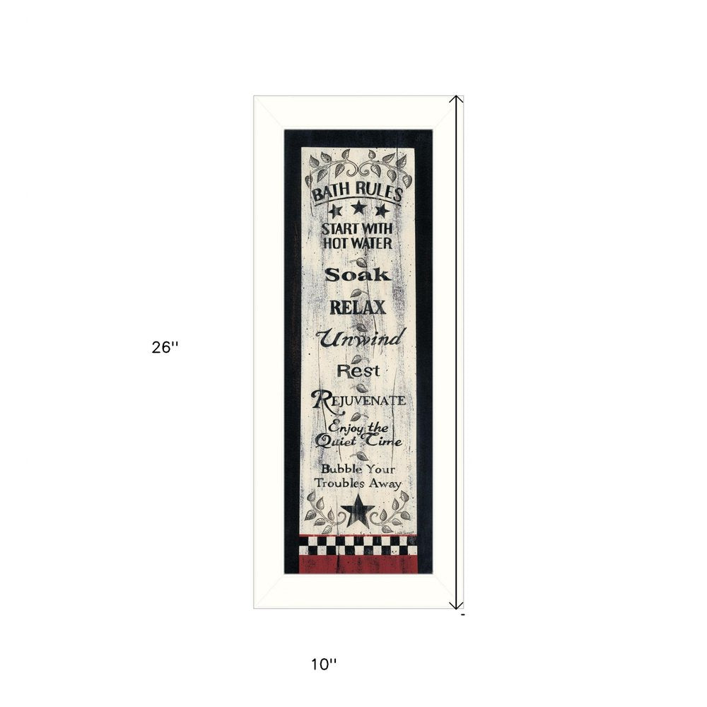 Bath Rules 7 White Framed Print Bathroom Wall Art — view 4