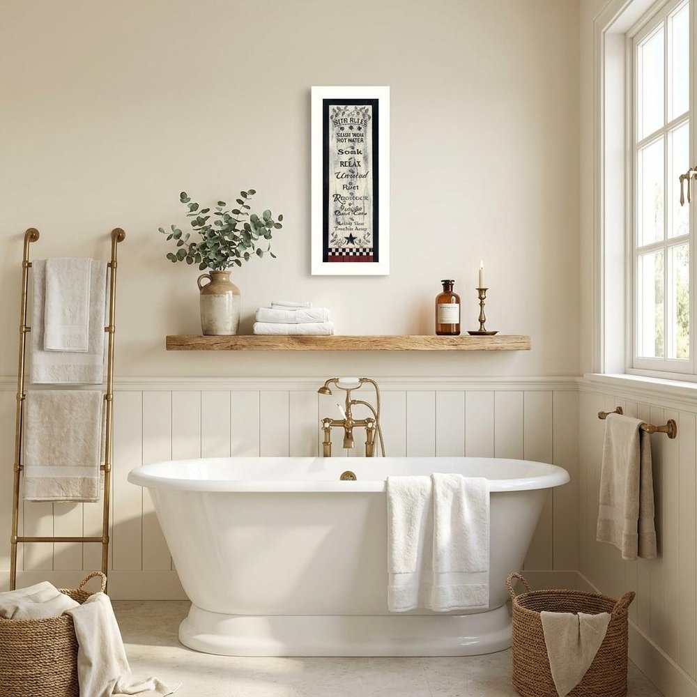 Bath Rules 7 White Framed Print Bathroom Wall Art — view 8