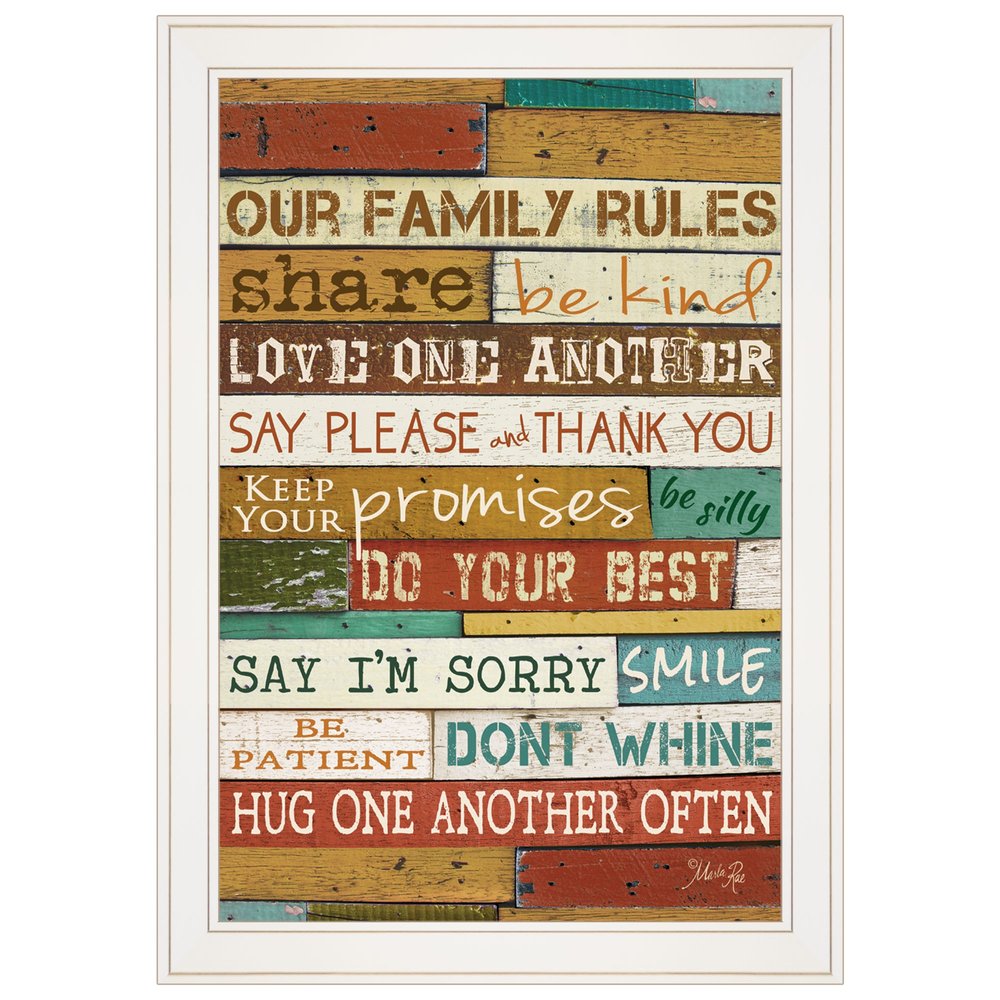 Our Family Rules 6 White Framed Print Wall Art HomeRoots