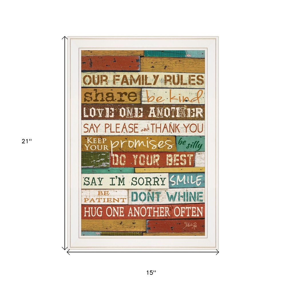 Our Family Rules 6 White Framed Print Wall Art — view 5