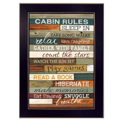 Cabin Rules 1 Black Framed Print Wall Art HomeRoots