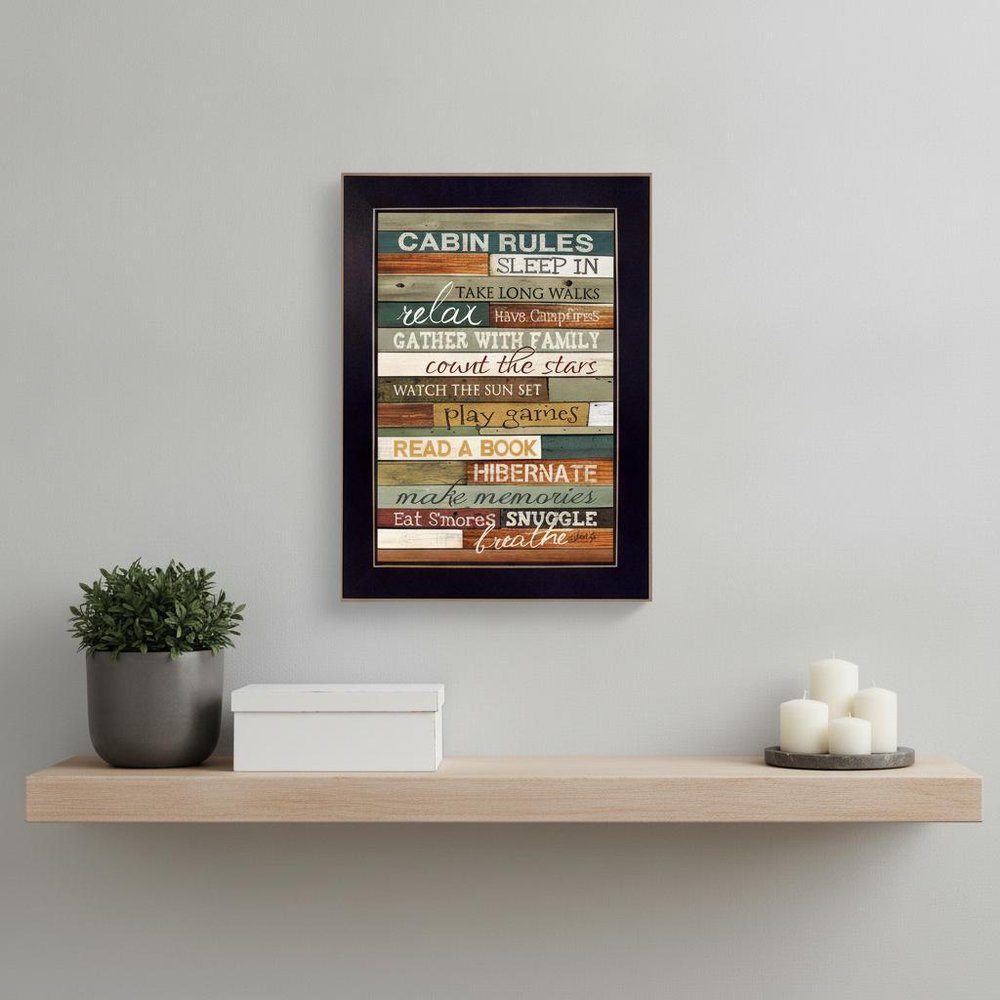 Cabin Rules 1 Black Framed Print Wall Art — view 4