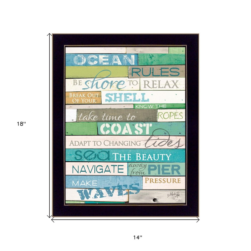 Ocean Rules 1 Black Framed Print Wall Art HomeRoots