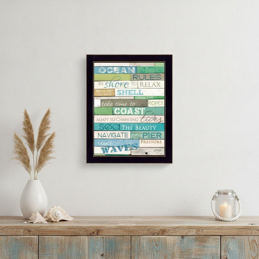 Ocean Rules 1 Black Framed Print Wall Art HomeRoots