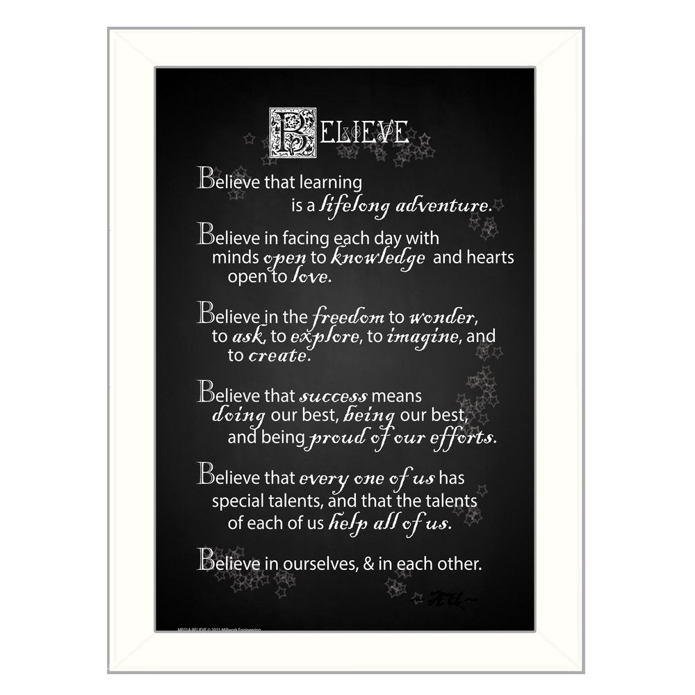Believe 1 White Framed Print Wall Art — view 1
