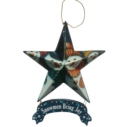 Set of Six Star Shaped Snowmen Joy Christmas Ornaments HomeRoots