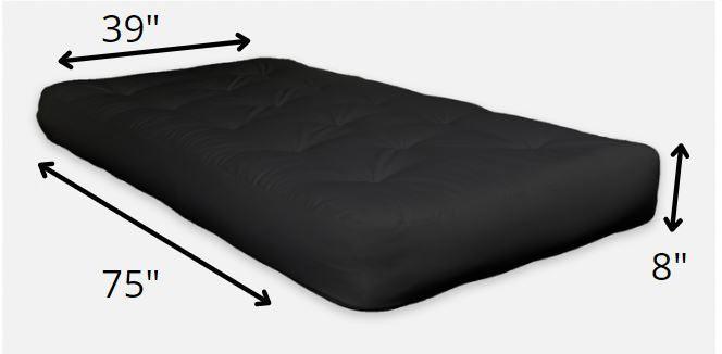 8" Black Double Poly Twin Futon Mattress - FurniFindUSA