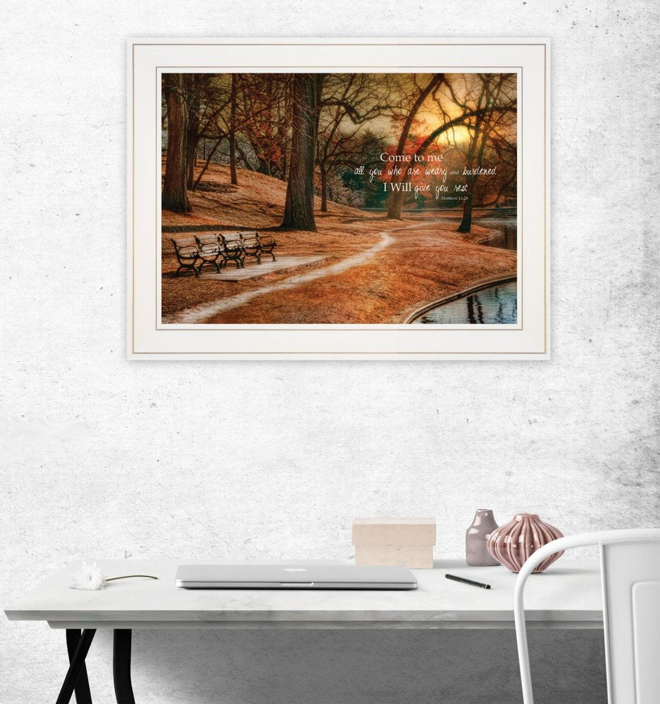 I Will Give You Rest 1 White Framed Print Wall Art — view 3