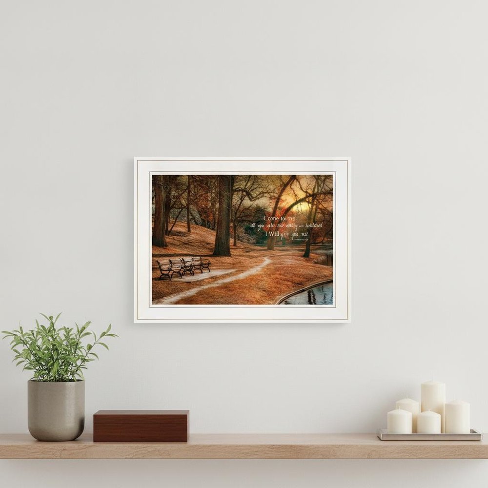 I Will Give You Rest 1 White Framed Print Wall Art HomeRoots