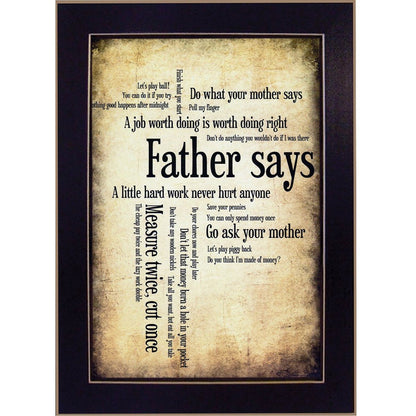 Father Says 1 Black Framed Print Wall Art HomeRoots
