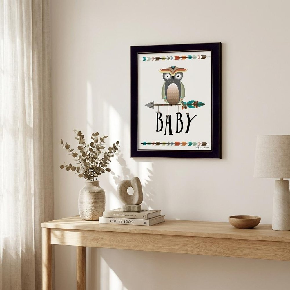 Owl Baby 1 Black Framed Print Wall Art HomeRoots