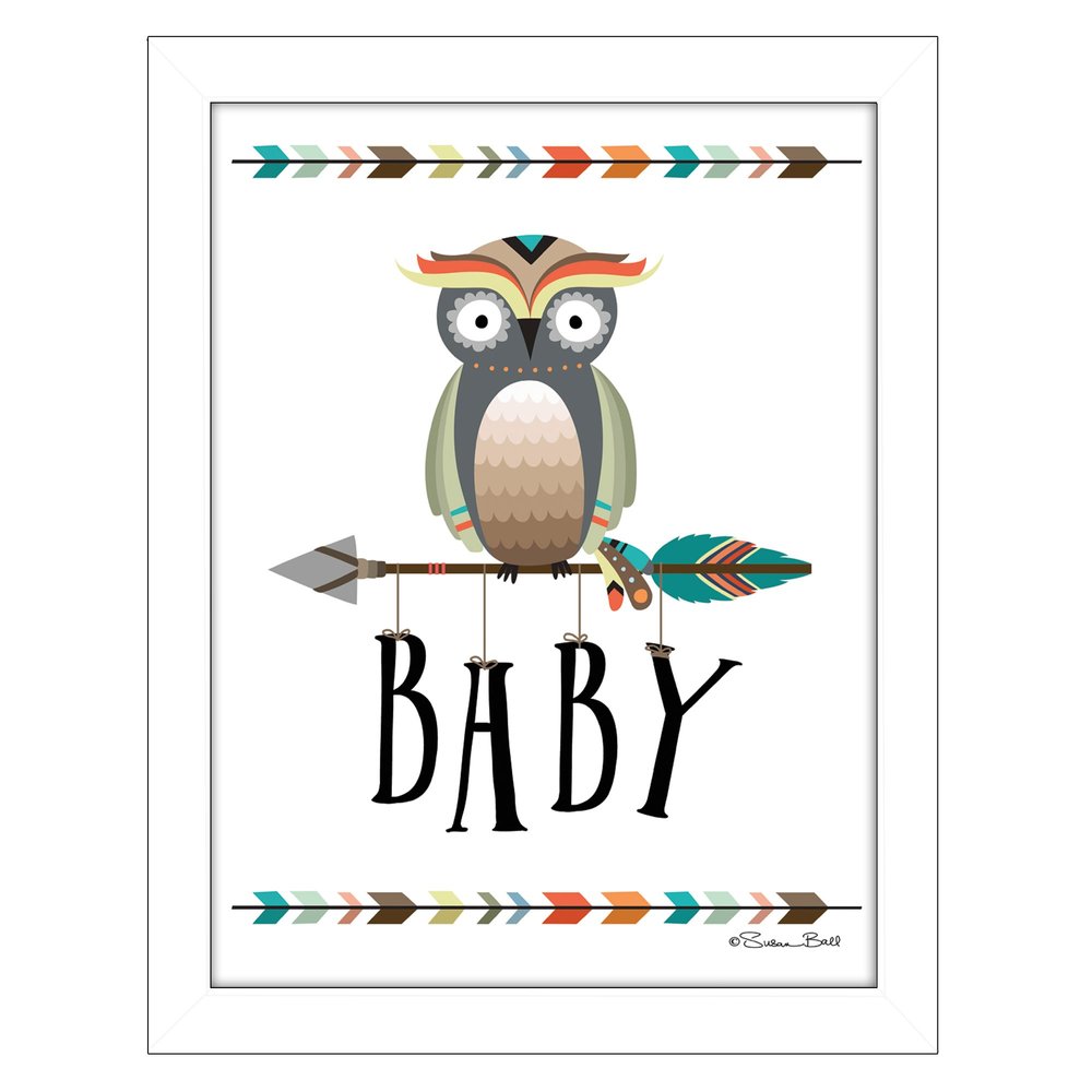 Owl Baby 2 White Framed Print Wall Art — view 1