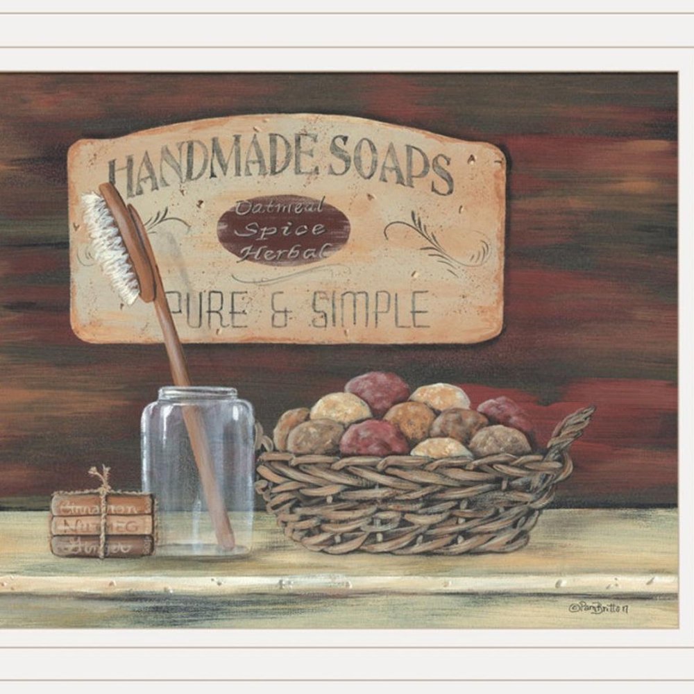 Set Of Four Country Bathroom White Framed Print Bathroom Wall Art — view 3