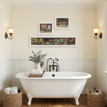 Set Of Three COUNTRY BATH White Framed Print Bathroom Wall Art HomeRoots