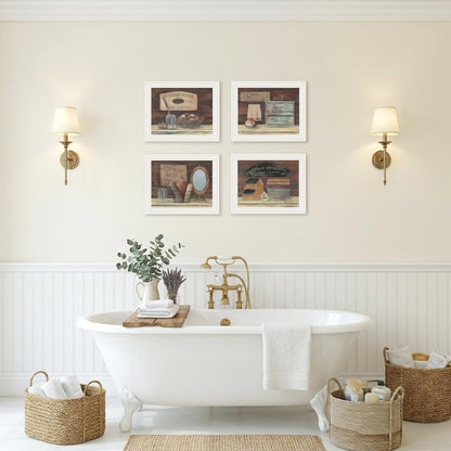 Set Of Four Country Bathroom White Framed Print Bathroom Wall Art HomeRoots