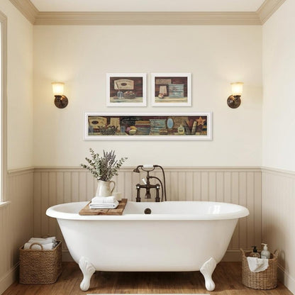 Set Of Three COUNTRY BATH White Framed Print Bathroom Wall Art HomeRoots