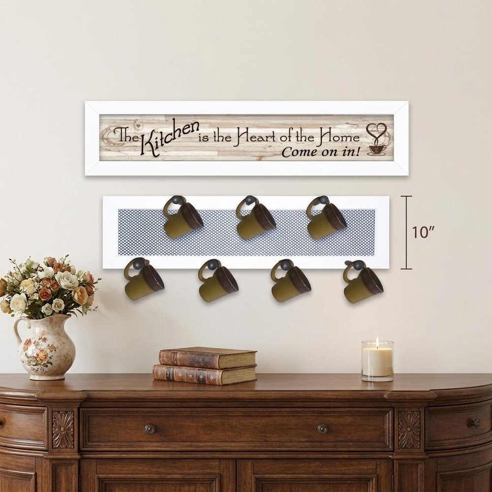 Set Of Two The Kitchen with Seven Peg Mug Rack White Framed Print Kitchen Wall Art HomeRoots