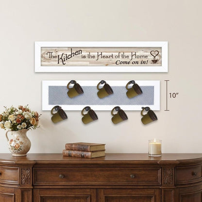 Set Of Two The Kitchen with Seven Peg Mug Rack White Framed Print Kitchen Wall Art HomeRoots
