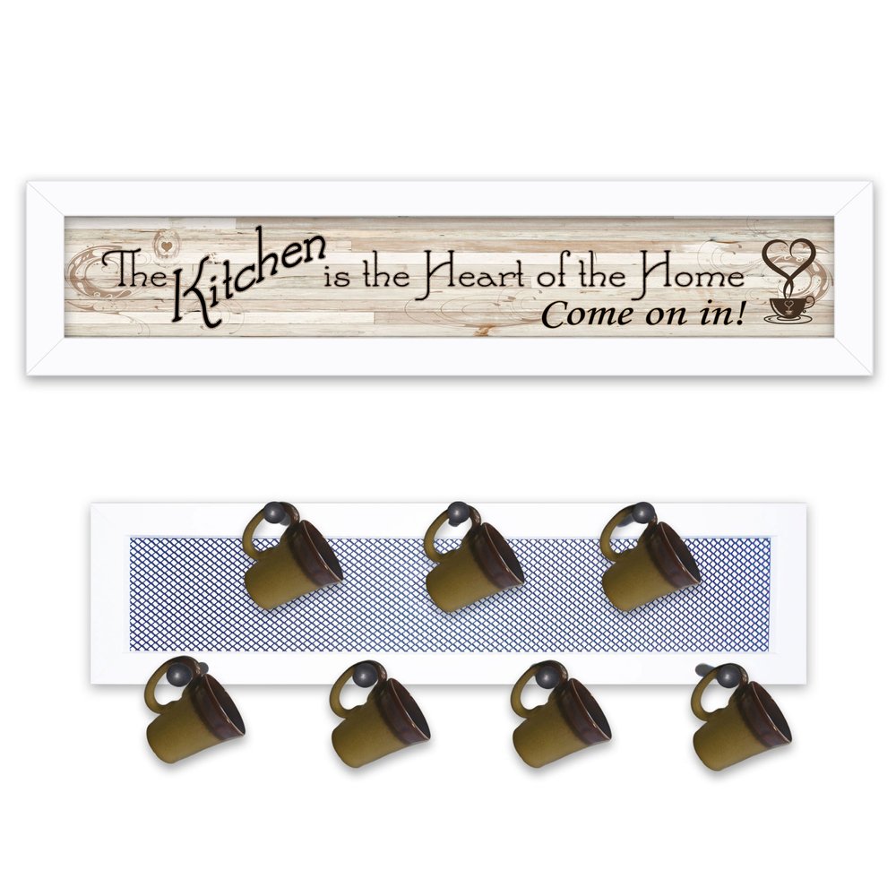 Set Of Two The Kitchen with Seven Peg Mug Rack White Framed Print Kitchen Wall Art HomeRoots
