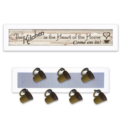Set Of Two The Kitchen with Seven Peg Mug Rack White Framed Print Kitchen Wall Art HomeRoots