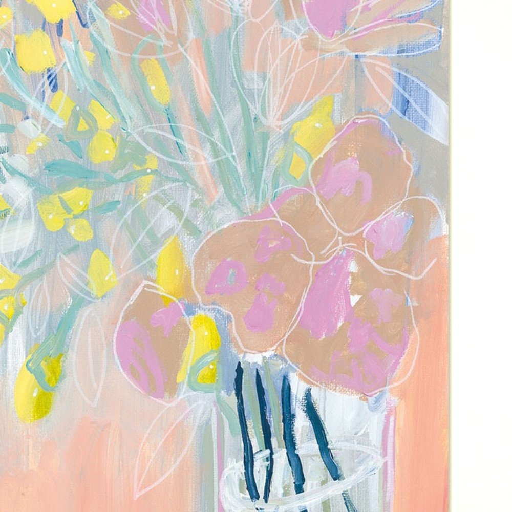 Set Of Two Pastel Bouquets Maybe Shes a Wildflower White Framed Print Wall Art — view 3