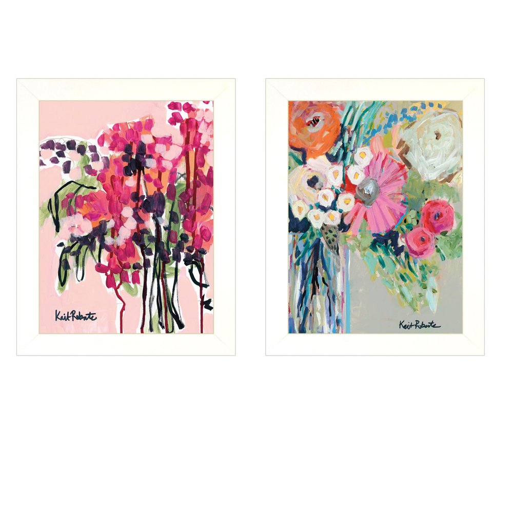 Set Of Two Garden Flowers White Framed Print Wall Art HomeRoots