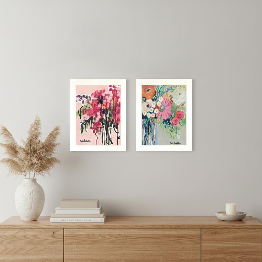 Set Of Two Garden Flowers White Framed Print Wall Art HomeRoots