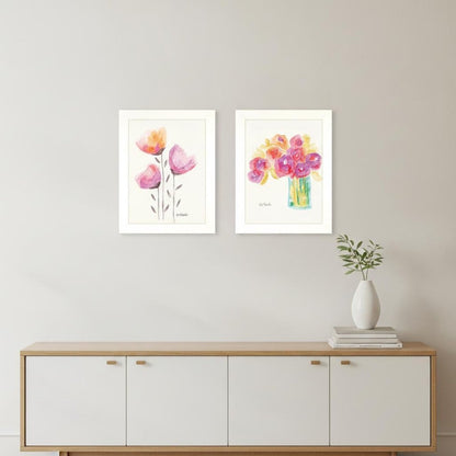 Set Of Two Simple Bouquets White Framed Print Wall Art HomeRoots
