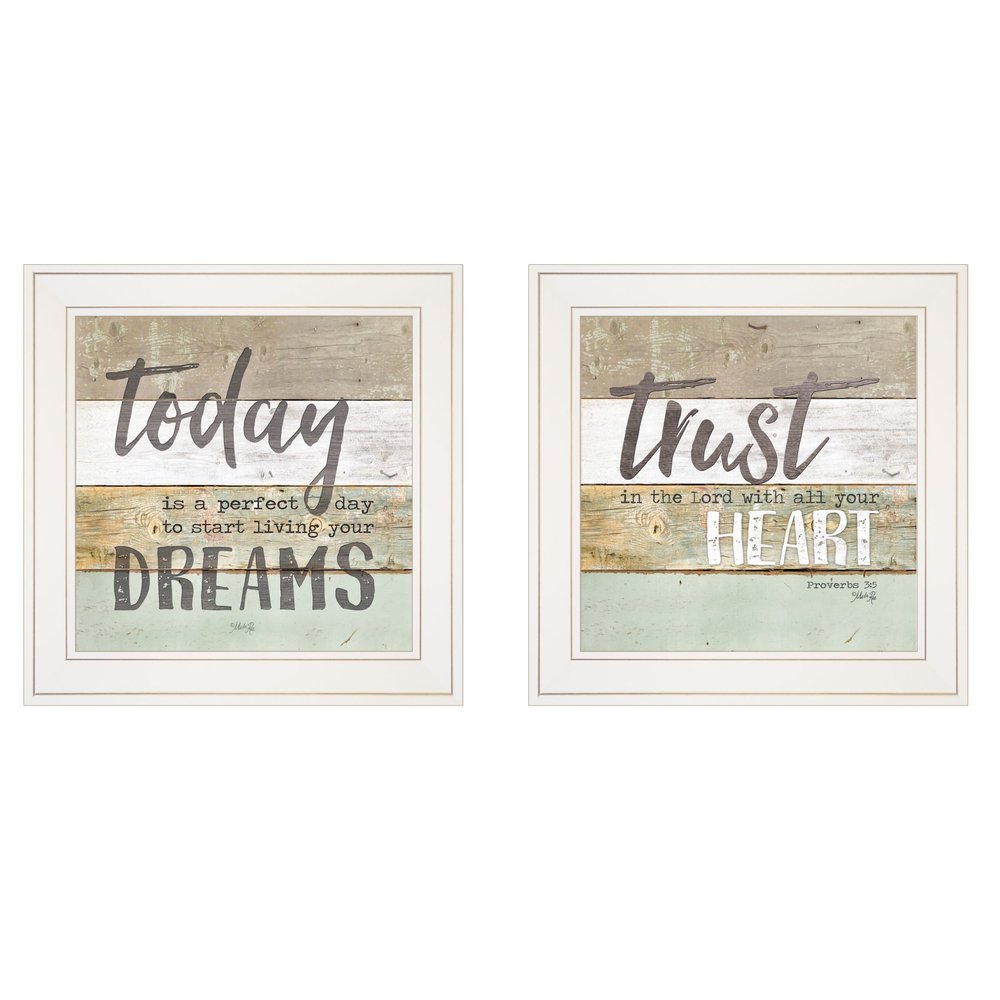 Set Of Two Trusting in the Lord White Framed Print Wall Art — view 2