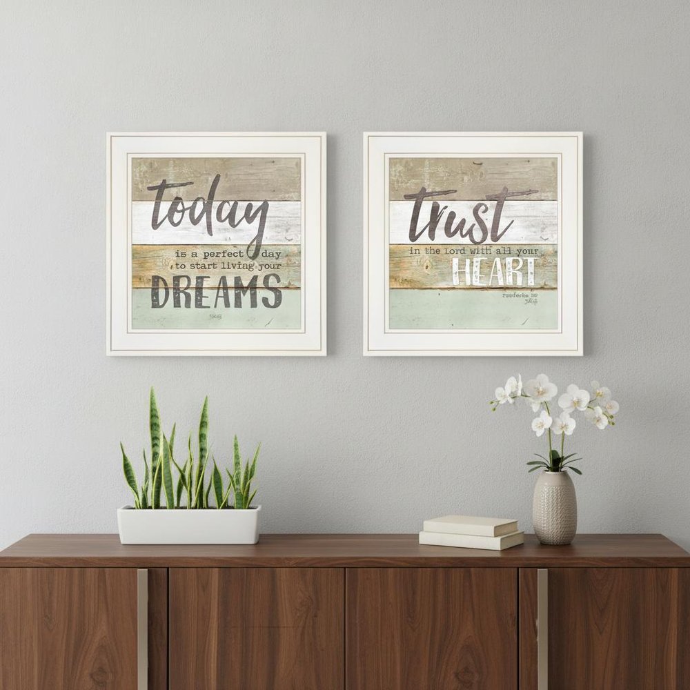 Set Of Two Trusting in the Lord White Framed Print Wall Art HomeRoots