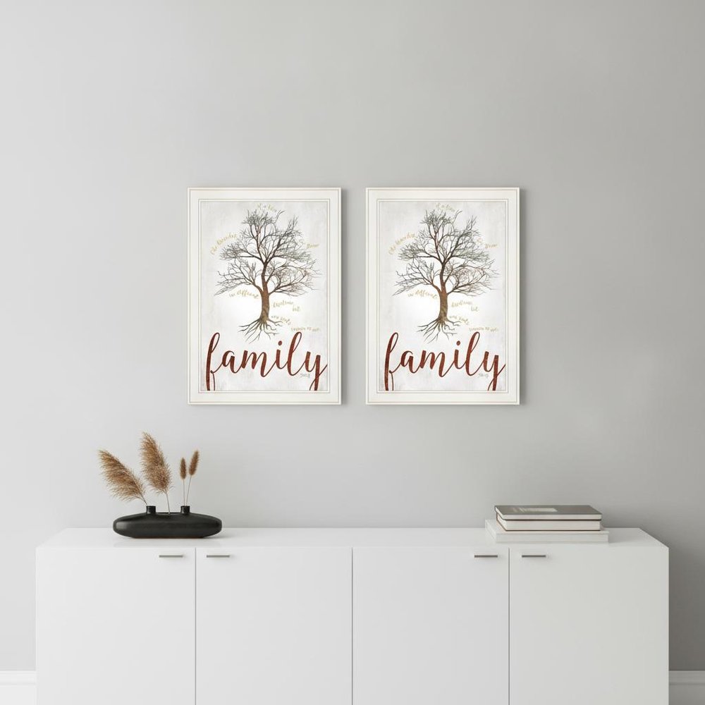 Set Of Two Family Tree or Roots White Framed Print Wall Art — view 4