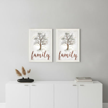 Set Of Two Family Tree or Roots White Framed Print Wall Art HomeRoots