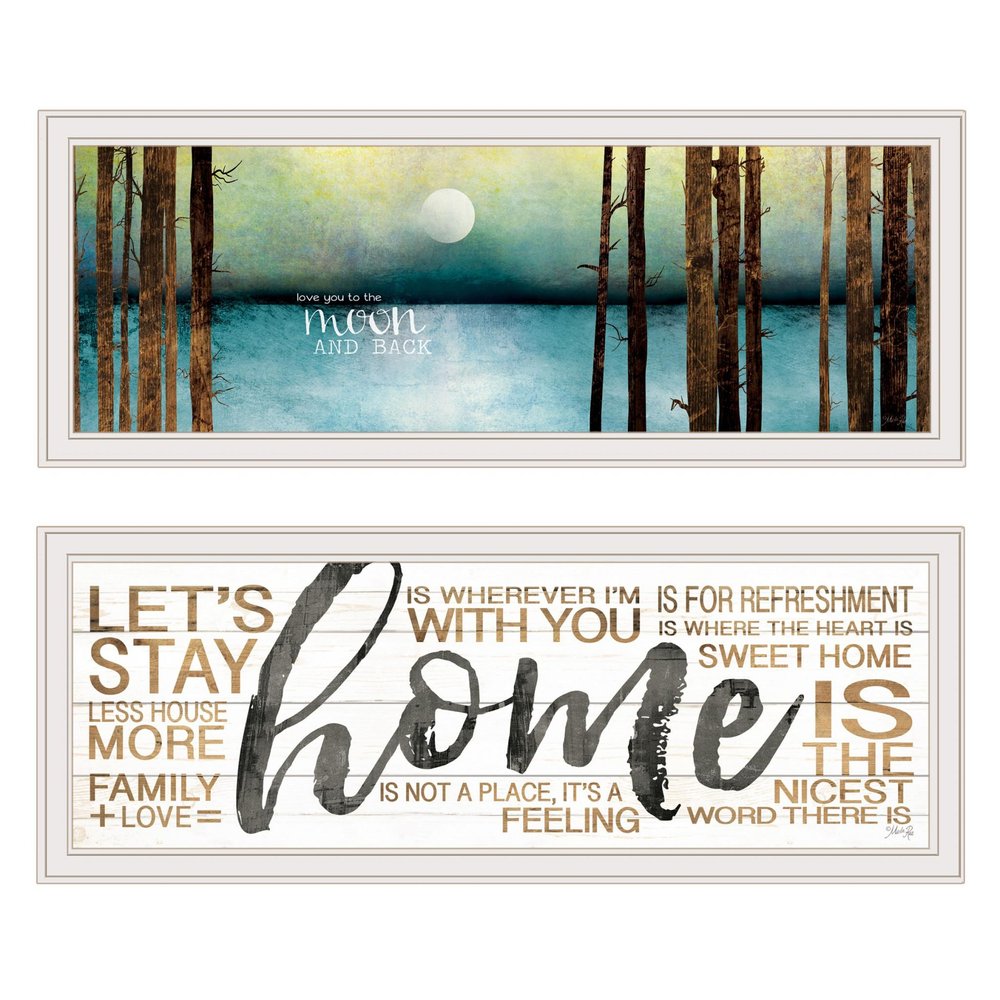 Set Of Two Love or Home 3 White Framed Print Wall Art — view 1