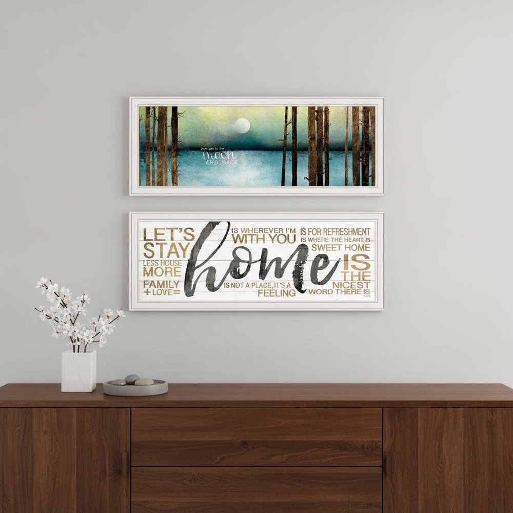 Set Of Two Love or Home 3 White Framed Print Wall Art HomeRoots