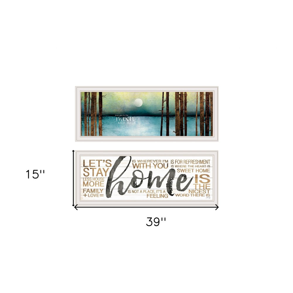 Set Of Two Love or Home 3 White Framed Print Wall Art HomeRoots