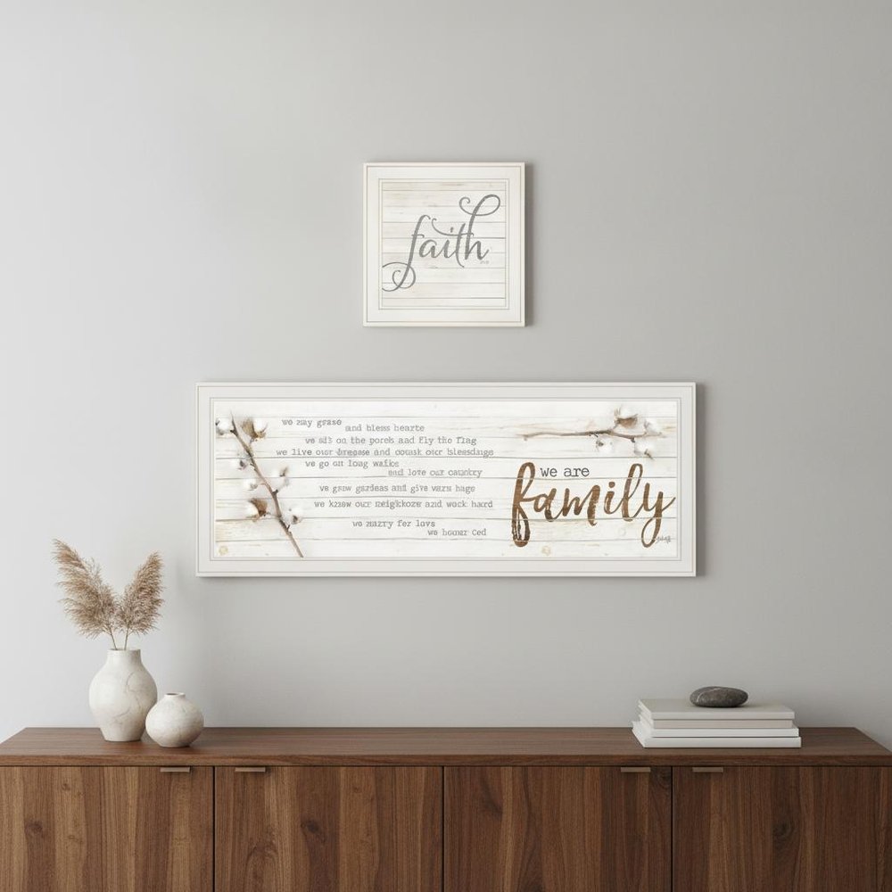 Set Of Two We are Family 2 White Framed Print Wall Art — view 6