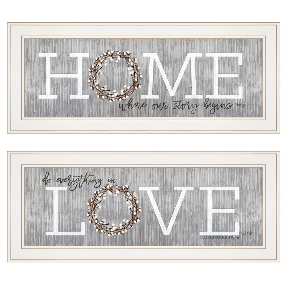 Set Of Two Where Our Story Begins 1 White Framed Print Wall Art HomeRoots