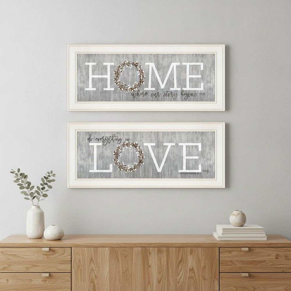 Set Of Two Where Our Story Begins 1 White Framed Print Wall Art — view 5